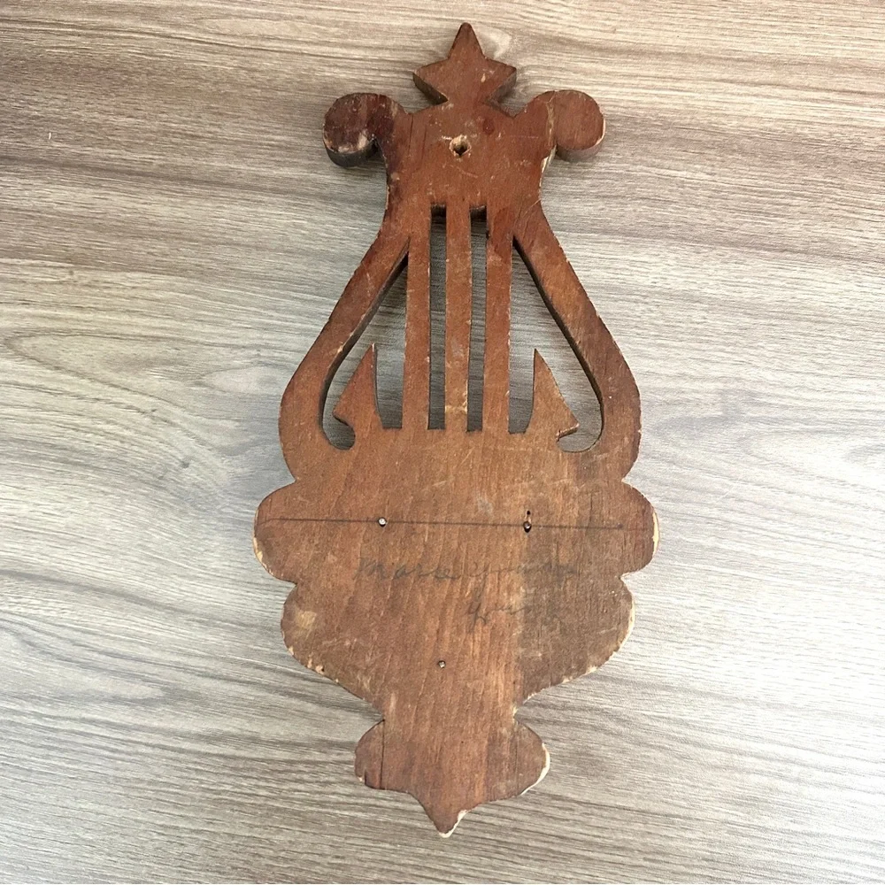Antique Wood Harp Shelf Scroll Primitive Wall Hanging Shelf Vintage Handmade